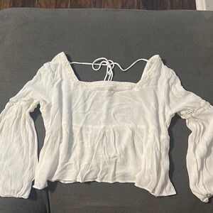 White Lace Trimmed Women's Top